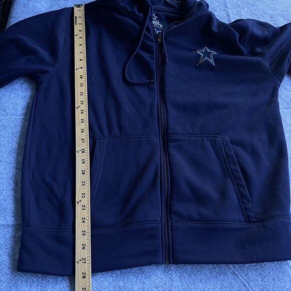 Dallas Cowboys Sweater Adult Large Blue Full Zip Hooded Logo Football Sweatshirt - Picture 8 of 9